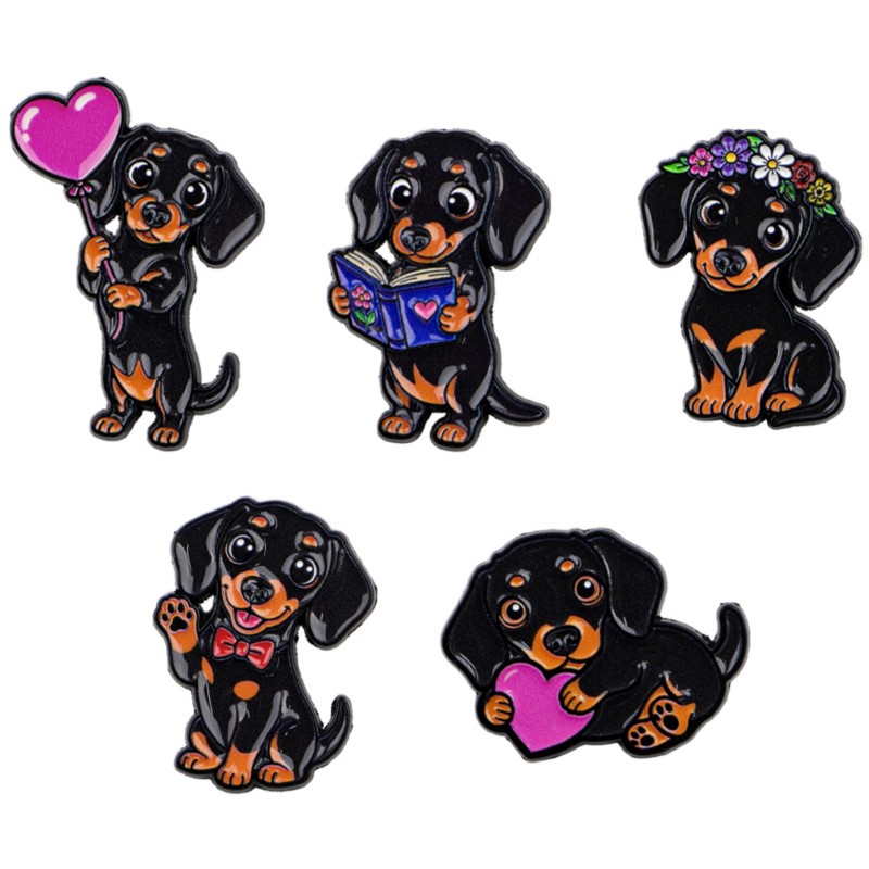 Pet Supplies Store - 5pcs Set Pin Enamel Dachshund Lucu