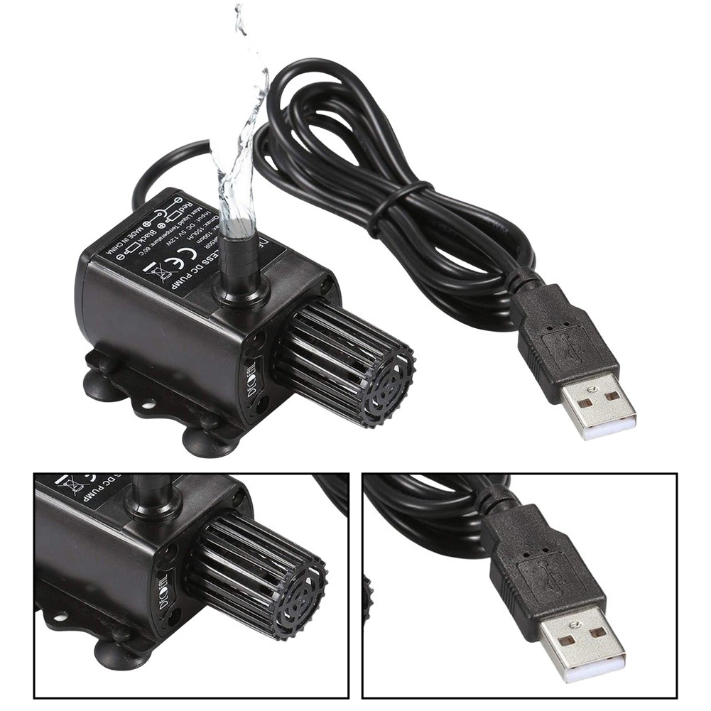 Fish Tank Filter Pump - Pompa Submersible Tanpa Sikat USB 5V